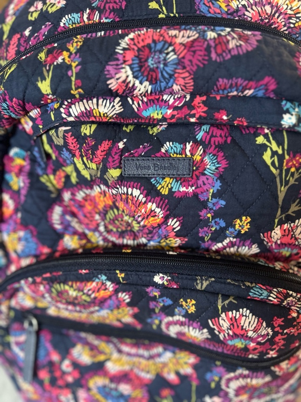 Vera Bradley Floral Quilted Backpack Travel School Bag - Picture 5 of 10